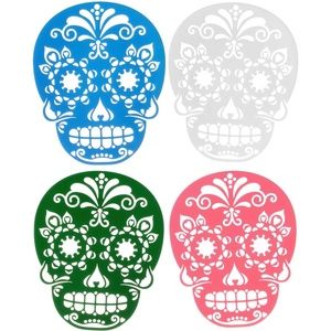 NEW Sweet Sugar Skulls Coasters Set Day of the Dead Halloween Dia Day Los Muerto